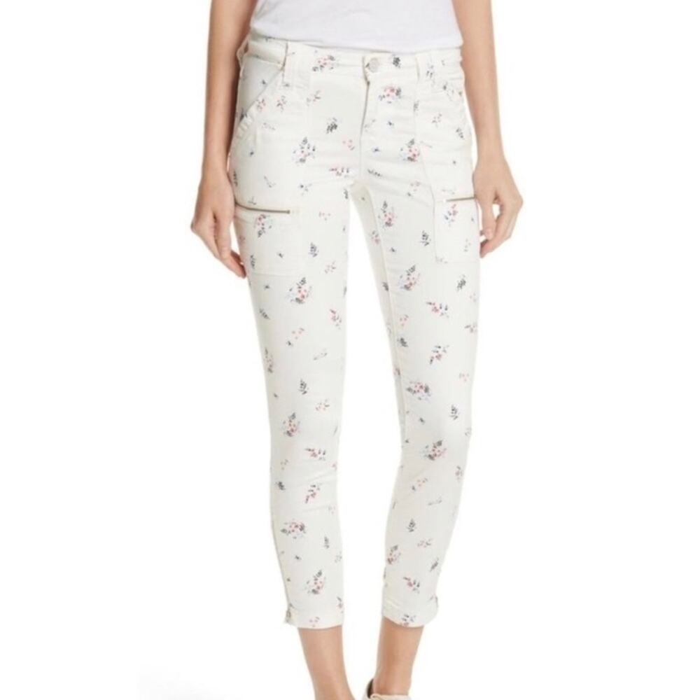 Joie Jeans Womens 27 Park Skinny Floral Cargo Pocket Pant Jeans, Bottom Zippers